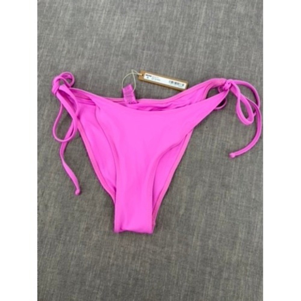 SKIMS Recycled Swim Dippy Tie Bikini Bottoms Neon Orchid Pink Size M Medium NWT
